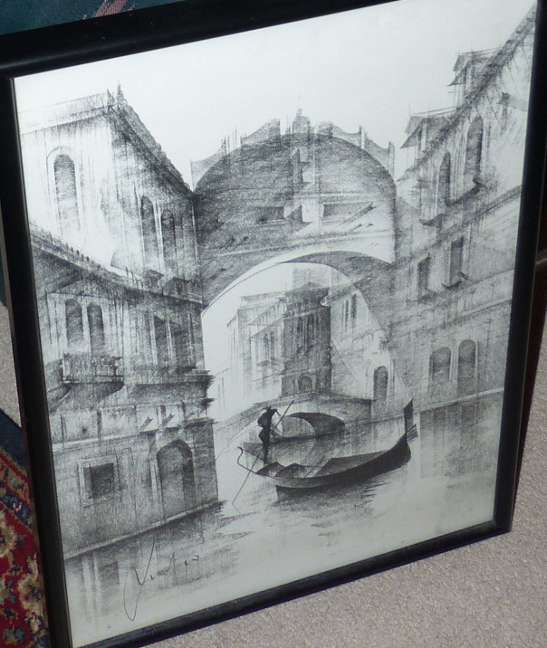 Charcoal sketch, Bridge of Sighs, Venice, Italy